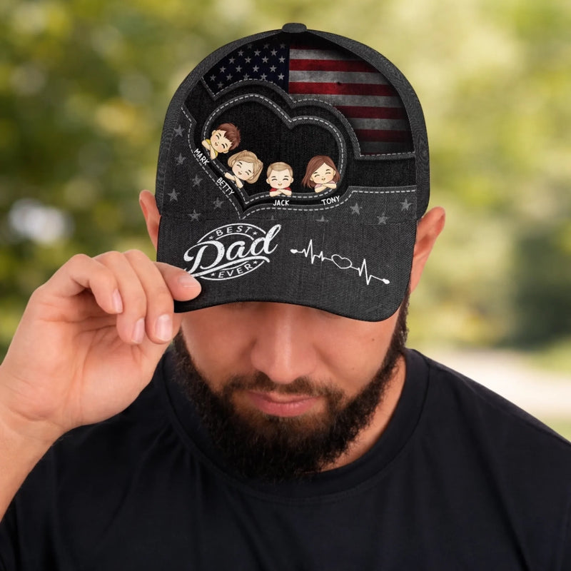 Custom Hat, All Over Print Classic Cap - Personalized 4th Of July Gifts For Dad, Grandpa - Strong And Free