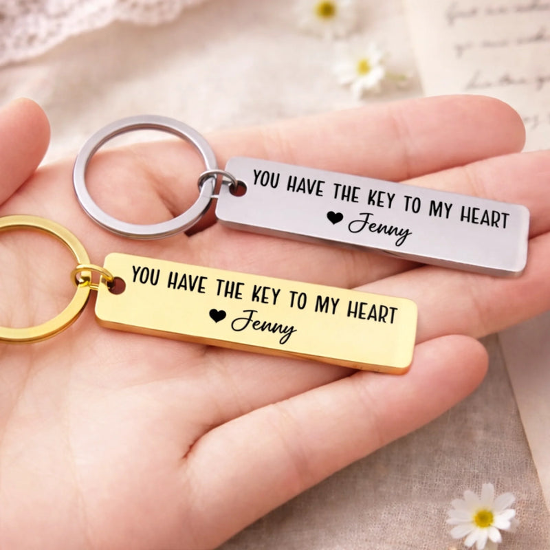 Custom Stainless Steel Keychain - Personalized Anniversary Wedding Gifts For Husband And Wife, Him And Her - Together We Choose Us