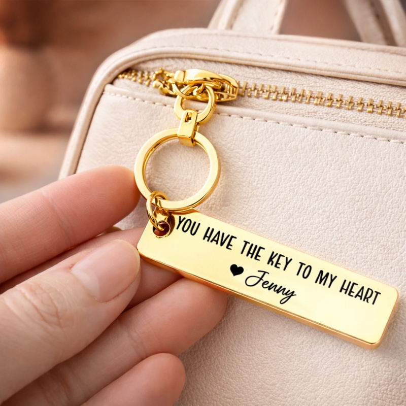Custom Stainless Steel Keychain - Personalized Anniversary Wedding Gifts For Husband And Wife, Him And Her - Together We Choose Us