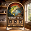 Custom Wooden Tracker Sign - Personalized Birthday Fishing Gifts For Fisherman - Total Fish Caught