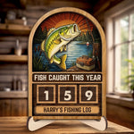 Custom Wooden Tracker Sign - Personalized Birthday Fishing Gifts For Fisherman - Total Fish Caught