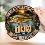 Custom Wooden Tracker Sign - Personalized Birthday Fishing Gifts For Fisherman - Just One More Cast