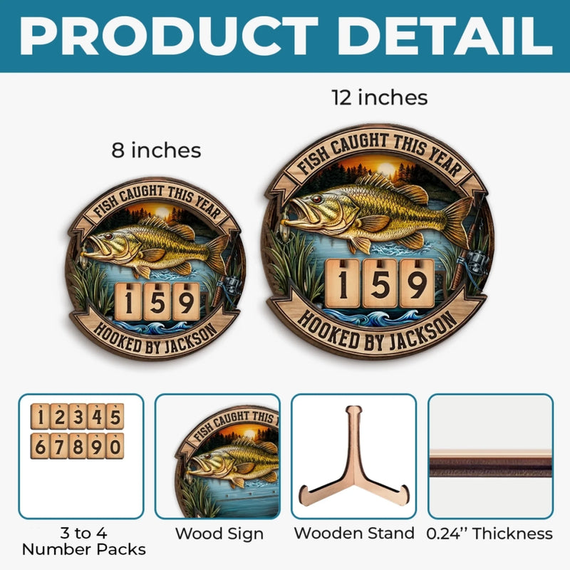 Custom Wooden Tracker Sign - Personalized Birthday Fishing Gifts For Fisherman - Just One More Cast