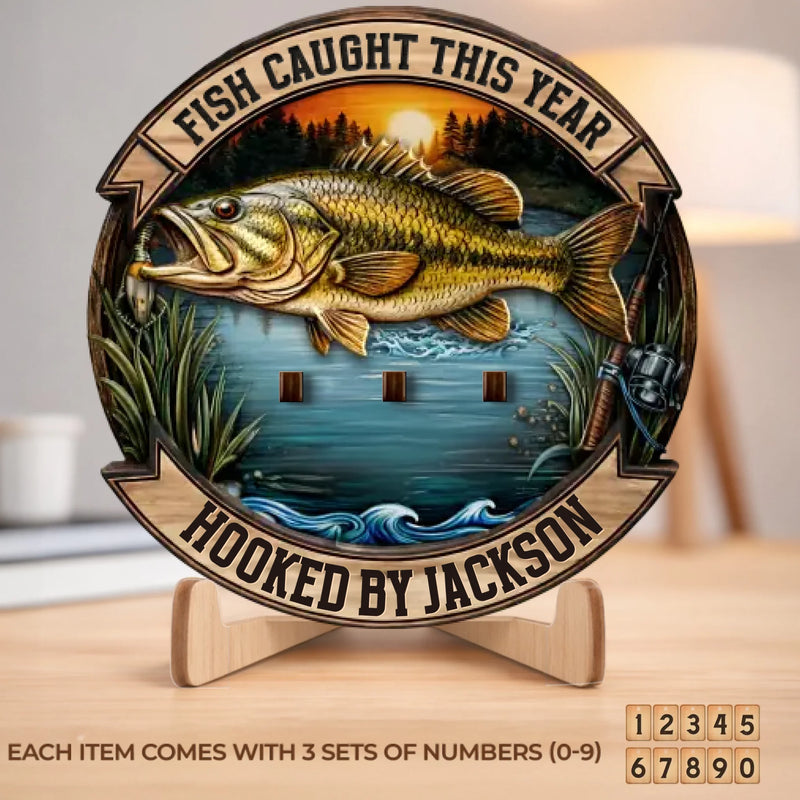 Custom Wooden Tracker Sign - Personalized Birthday Fishing Gifts For Fisherman - Just One More Cast