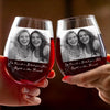 Custom Photo Wine Glass - Personalized Best Friend Birthday Gifts For Women, Besties, Sisters, BFF - Wine A Little Laugh A Lot