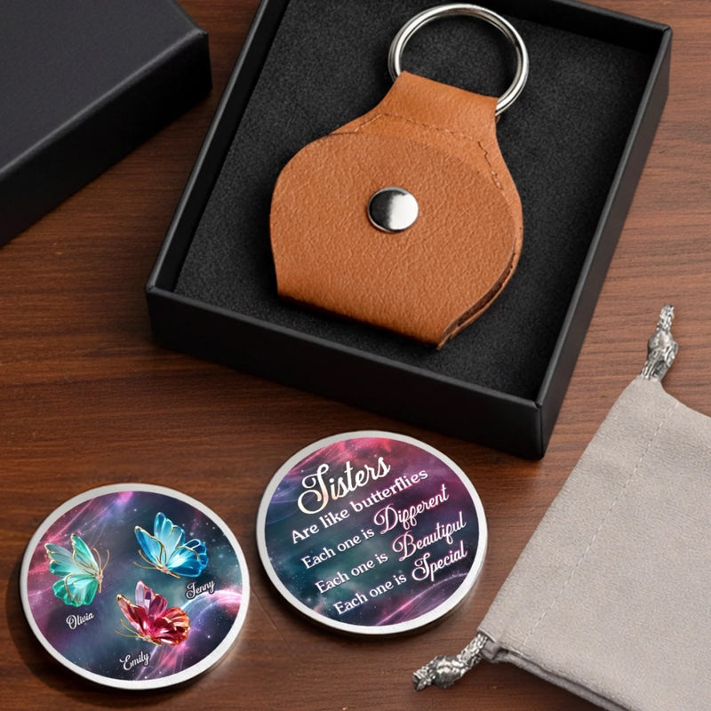 Custom Pocket Hug - Personalized Best Friend Birthday Gifts For Women, Besties, Sisters, BFF - Sisters Grow Differently, Love The Same