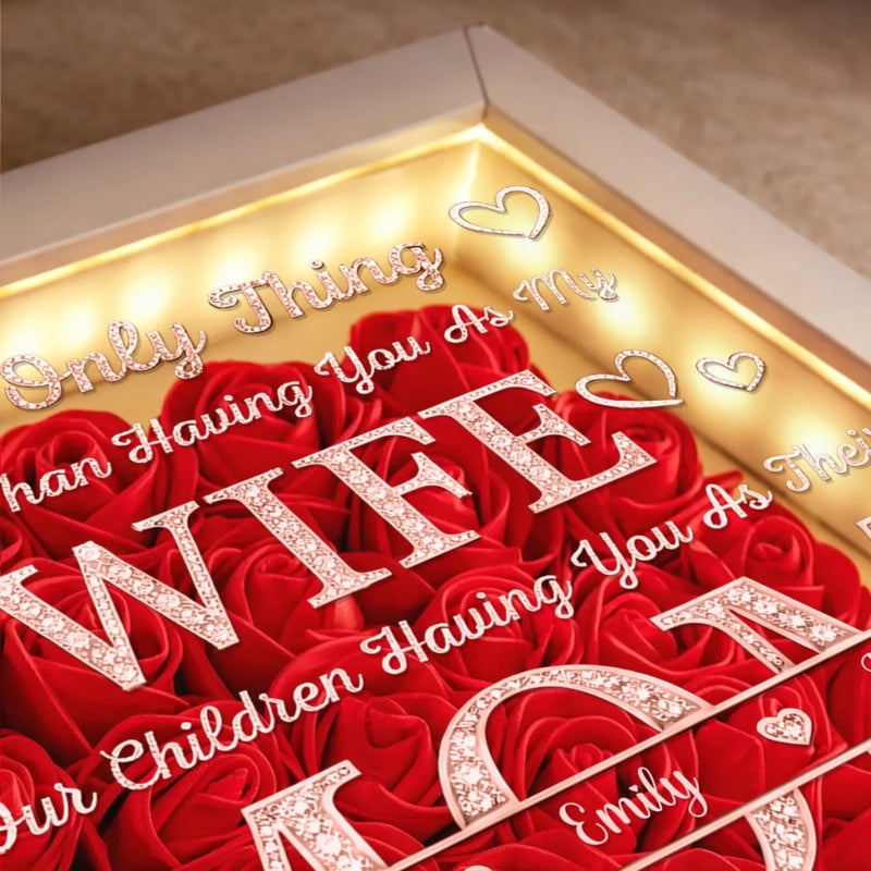 Custom Flower Shadow Box With LED Light - Personalized Anniversary Wedding Gifts For Husband And Wife, Him And Her - You Are My Only One