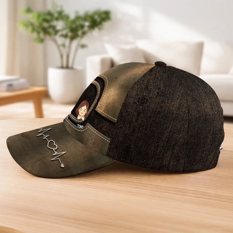 Custom Hat, All Over Print Classic Cap - Personalized 4th Of July Gifts For Dad, Grandpa - Freedom Runs In My Blood