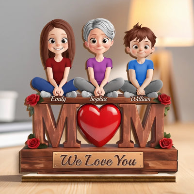 Custom 2-Layered Wooden Plaque - Personalized Mother's Day Birthday Gifts For Mom, Grandma - Her Love Holds Us Together