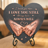 Custom Heart Shaped Stone With Stand - Personalized Anniversary Wedding Gifts For Husband And Wife, Him And Her - Love Locked In Stone