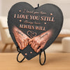 Custom Heart Shaped Stone With Stand - Personalized Anniversary Wedding Gifts For Husband And Wife, Him And Her - Love Locked In Stone