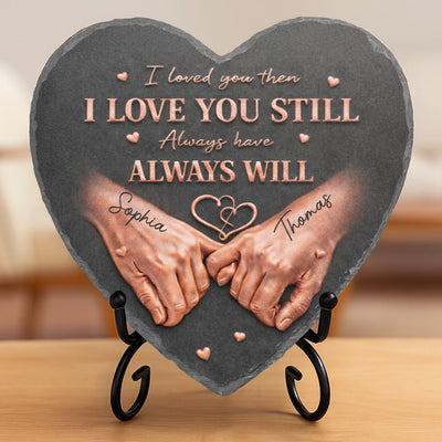 Custom Heart Shaped Stone With Stand - Personalized Anniversary Wedding Gifts For Husband And Wife, Him And Her - Love Locked In Stone