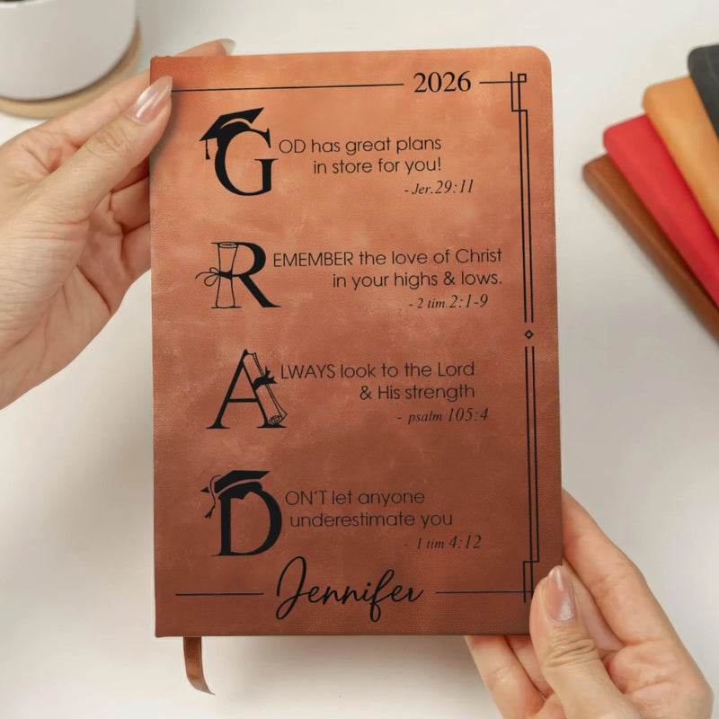 Custom Leather Writing Journal - Personalized Graduation Gifts For Him, Her - Your Next Chapter Begins