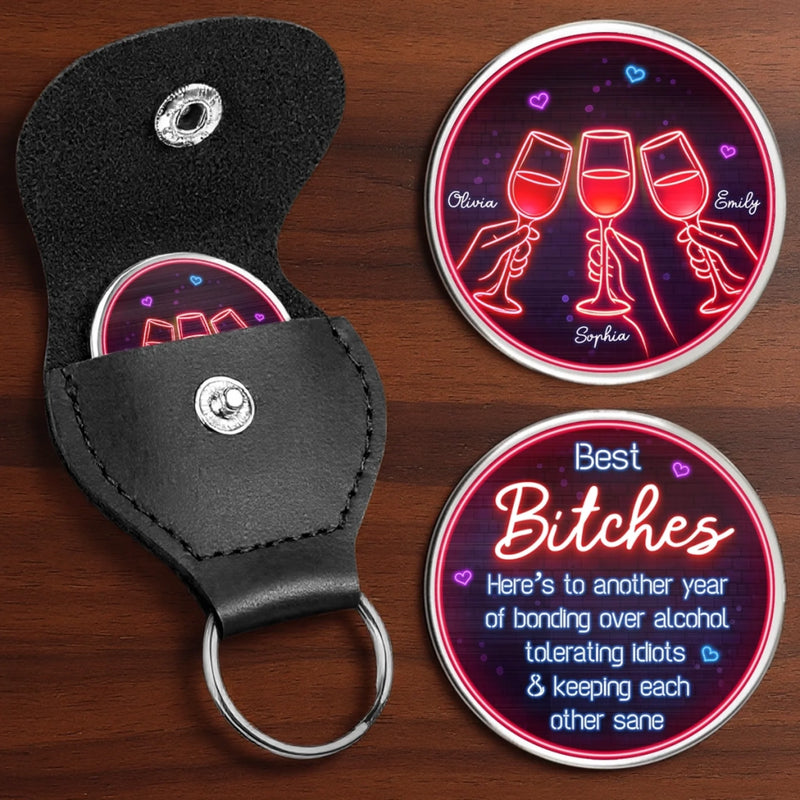 Custom Pocket Hug - Personalized Best Friend Birthday Gifts For Women, Besties, Sisters, BFF - Sip Happens Together