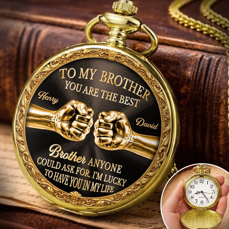 Custom Pocket Watch - Personalized Birthday Gifts For Brother -Same Blood Same Strength