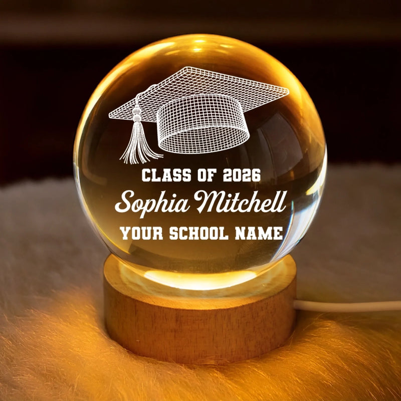 Custom Crystal Globe Lamp - Personalized Graduation Gifts For Him, Her  - Shine Into Your Future