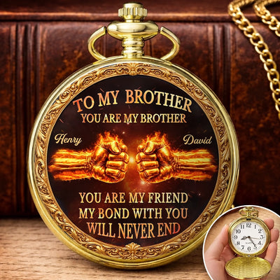Custom Pocket Watch - Personalized Birthday Gifts For Brother - Timeless Brotherhood