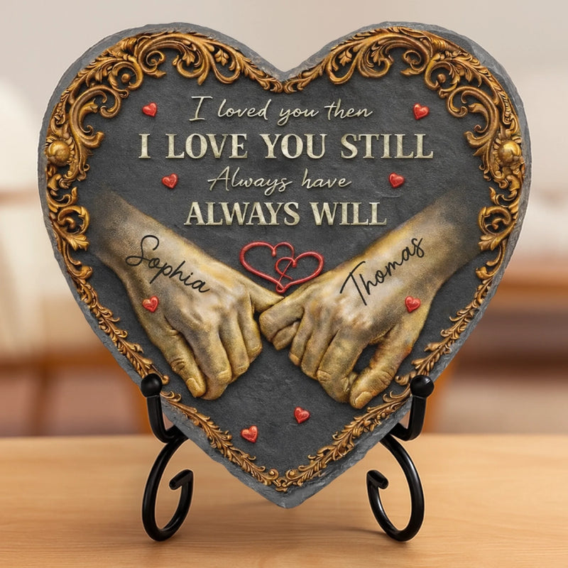 Custom Heart Shaped Stone With Stand - Personalized Anniversary Wedding Gifts For Husband And Wife, Him And Her - Endlessly Yours
