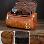 Custom Engraved Monogram Men's Gifts - Personalized Leather Toiletry Bag