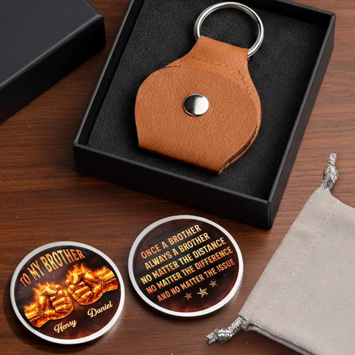 Custom Pocket Hug - Personalized Birthday Gifts For Brother - Always Standing With Brothers