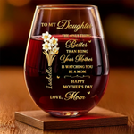 Custom Wine Glass - Personalized Mother's Day Birthday Gifts For Daughter - A Mother’s Proud Moment
