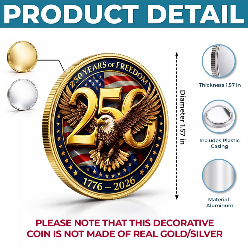 Commemorative Keepsake Coin - America 250th Anniversary Gifts For Women, Men - United In Freedom And Pride