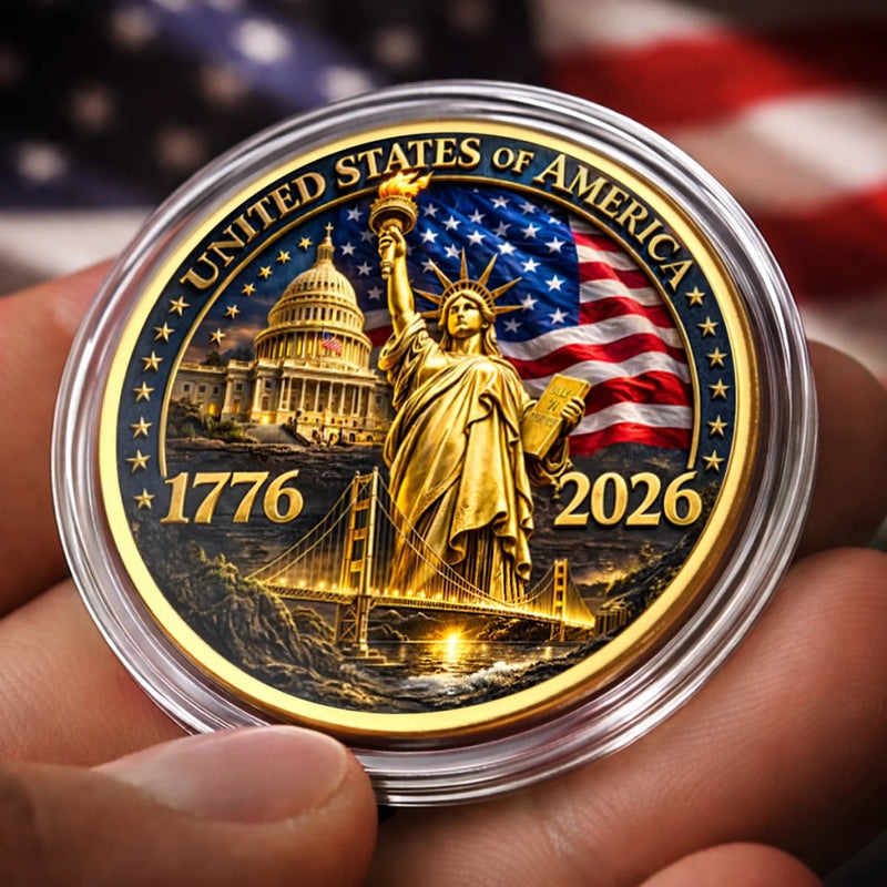 Commemorative Keepsake Coin - America 250th Anniversary Gifts For Women, Men - United In Courage And Glory