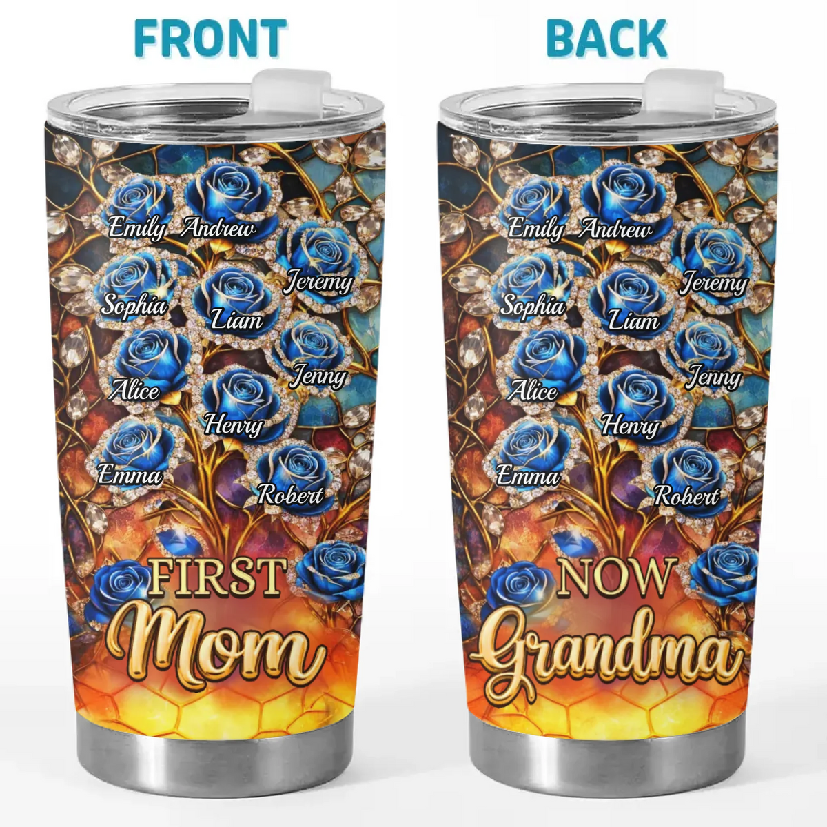 Custom Rose Tumbler - Personalized Mother's Day Birthday Gifts For Mom, Grandma - A Dynasty Of Love