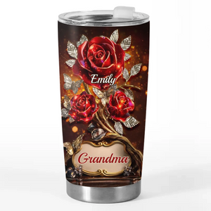 Custom Rose Tumbler - Personalized Mother's Day Birthday Gifts For Mom, Grandma - Generations Of Grace