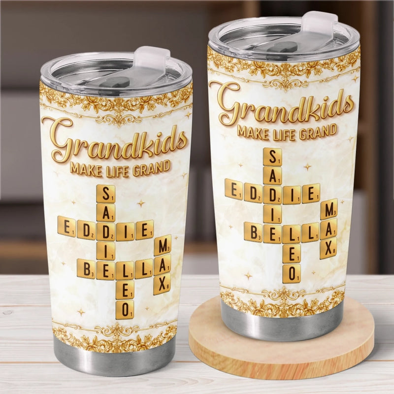 Custom Scrabble Tumbler - Personalized Mother's Day Birthday Gifts For Mom, Grandma - Queen Of Our Family