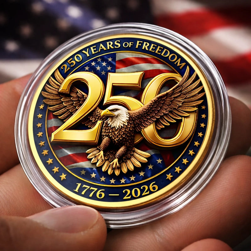 Commemorative Keepsake Coin - America 250th Anniversary Gifts For Women, Men - United By Freedom, Driven By Pride