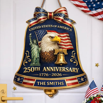 Custom Wood Sign - Personalized America 250th Anniversary Gifts For Mom, Dad, Brother, Sister, Kids - Freedom Unites Every Heart