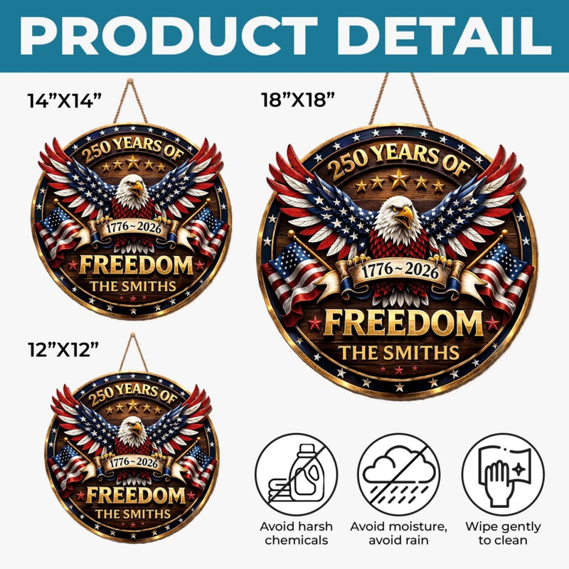 Custom Wood Sign - Personalized America 250th Anniversary Gifts For Family - Proud Of Our Shared Story