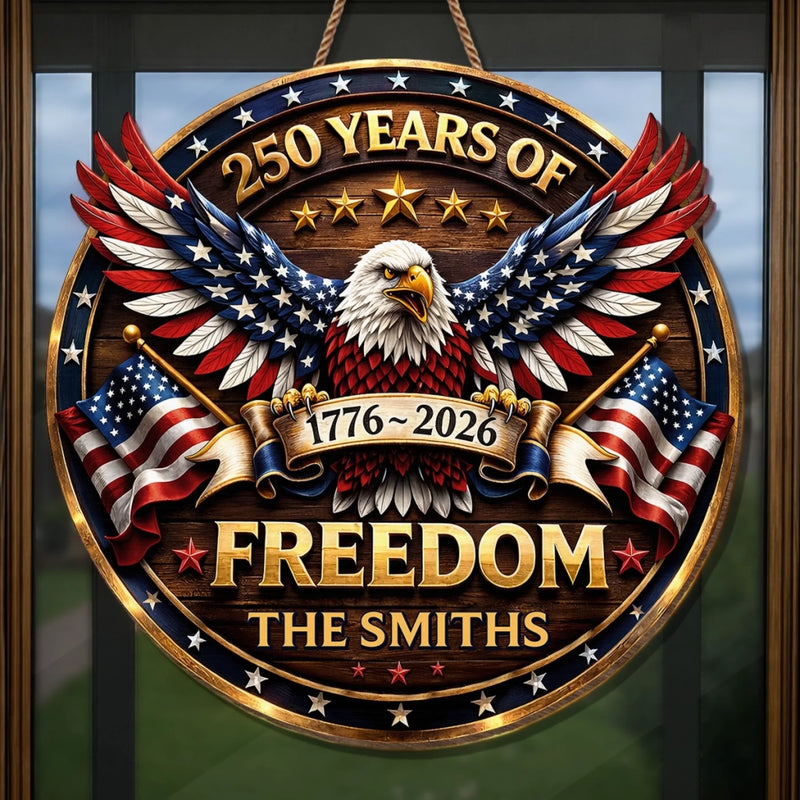 Custom Wood Sign - Personalized America 250th Anniversary Gifts For Family - Proud Of Our Shared Story