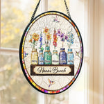 Custom Stained Glass Window Hanging Suncatcher - Personalized Mother's Day Birthday Gifts For Mom, Grandma - Nana’s Sunshine Crew