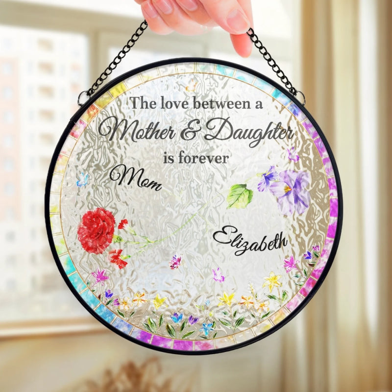 Custom Stained Glass Window Hanging Suncatcher - Personalized Mother's Day Gifts For Mom, Daughter - A Bond Like No Other