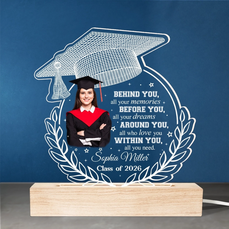 Custom Photo Around You, All Who Love You - Family Personalized Custom Shaped 3D LED Light - Graduation Gift For Family