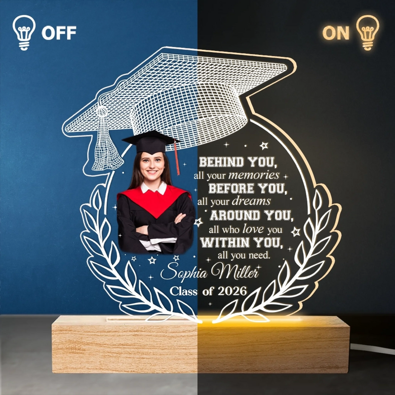 Custom Photo Around You, All Who Love You - Family Personalized Custom Shaped 3D LED Light - Graduation Gift For Family Members, Siblings, Brothers, Sisters