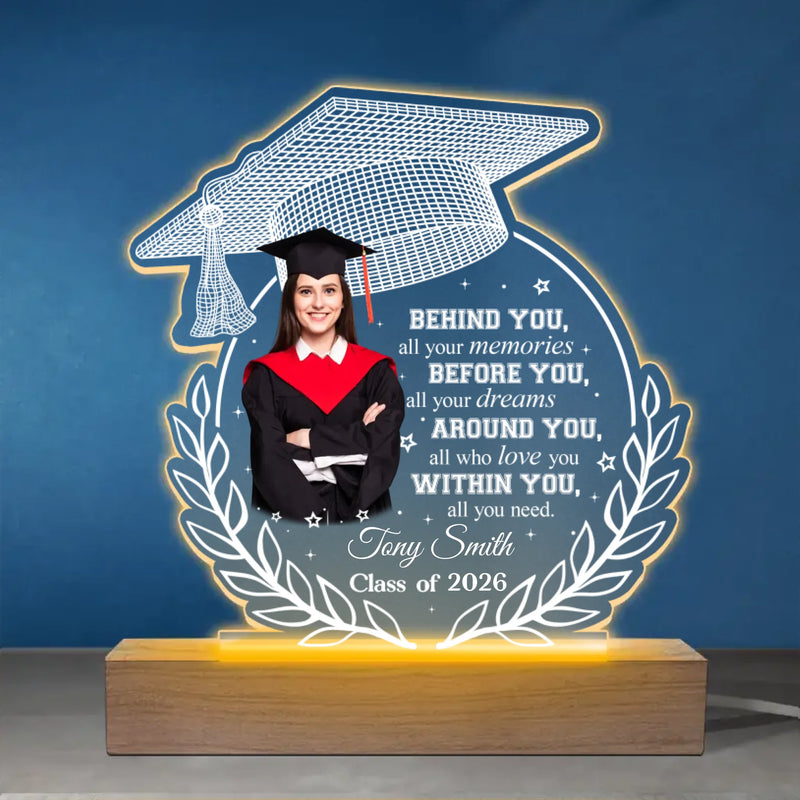 Custom Photo Around You, All Who Love You - Family Personalized Custom Shaped 3D LED Light - Graduation Gift For Family