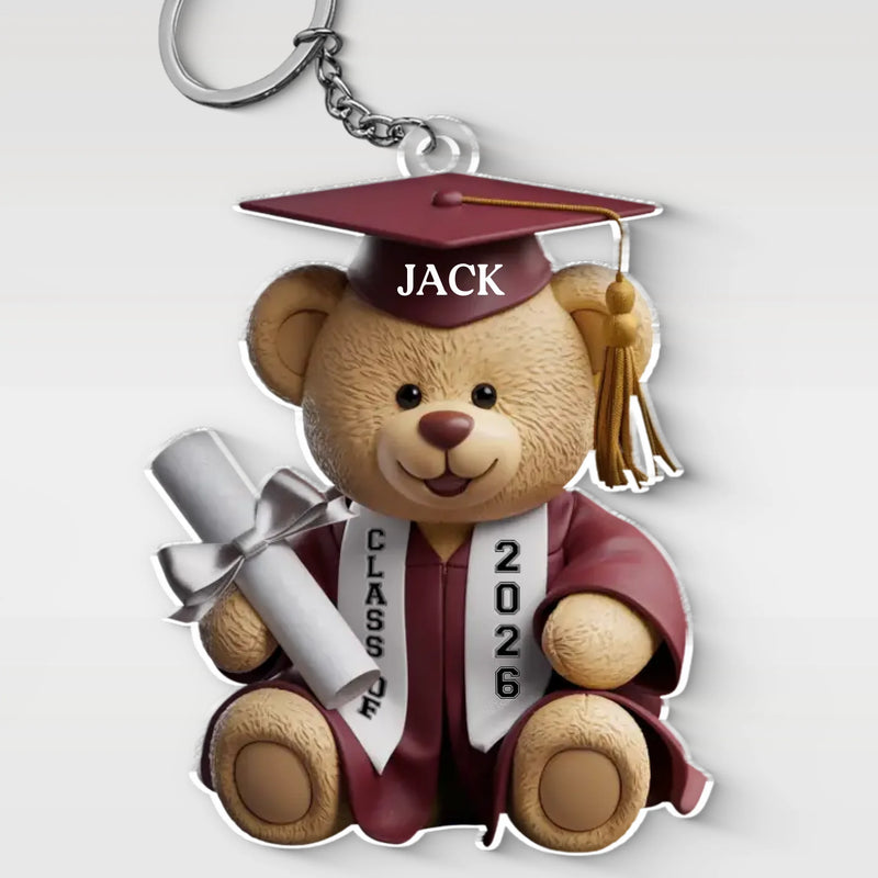 Pawsitively Proud Graduate - Family Personalized Custom Shaped Acrylic Keychain - Graduation Gift For Family Members, Siblings, Brothers, Sisters
