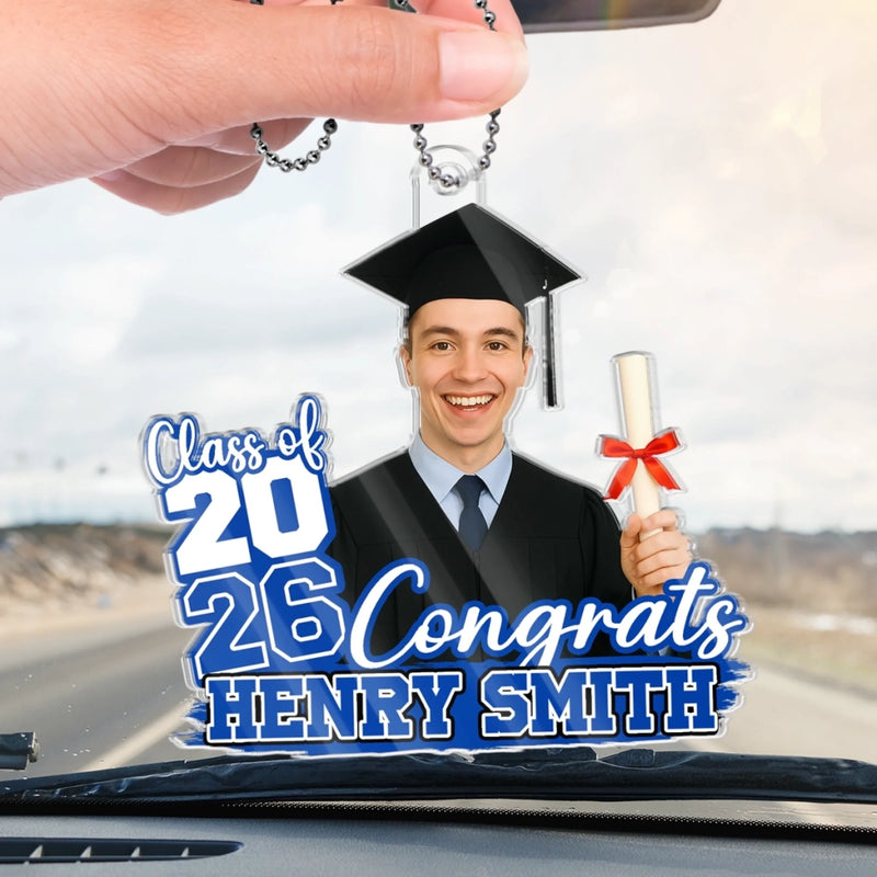 Custom Photo Proud Beyond Words - Family Personalized Custom Car Ornament - Acrylic Custom Shaped - Graduation Gift For Family Members, Siblings, Brothers, Sisters