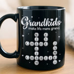 Custom Scrabble Black Mug - Personalized Mother's Day Birthday Gifts For Mom, Grandma - Happiness Is Grandkids