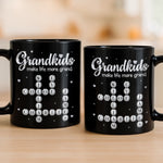 Custom Scrabble Black Mug - Personalized Mother's Day Birthday Gifts For Mom, Grandma - Happiness Is Grandkids