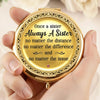 Custom Compact Mirror - Personalized Best Friend Birthday Gifts For Women, Besties, Sisters, BFF - Once A Sister, Always A Sister