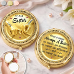 Custom Compact Mirror - Personalized Best Friend Birthday Gifts For Women, Besties, Sisters, BFF - Once A Sister, Always A Sister