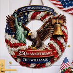 Custom Wood Sign - Personalized America 250th Anniversary Gifts For Mom, Dad, Brother, Sister, Kids - Freedom Lives In Us