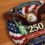 Custom Wood Sign - Personalized America 250th Anniversary Gifts For Family - Proud Hearts Rise Together