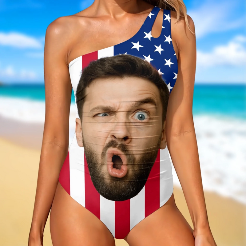 Custom Photo Hot Girl Swim, Chaotic Edition - Couple Personalized Custom One Piece Swimsuit - Summer Vacation Gift For Husband Wife, Anniversary