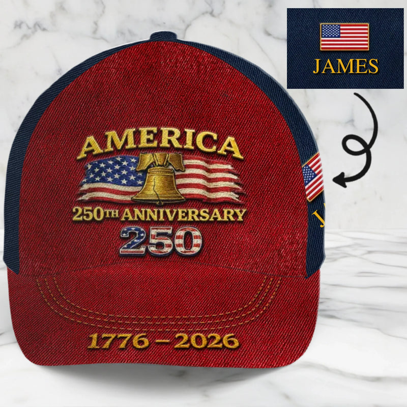 Custom Hat, All Over Print Classic Cap - Personalized America 250th Anniversary Gifts For Women, Men - Pure American Spirit
