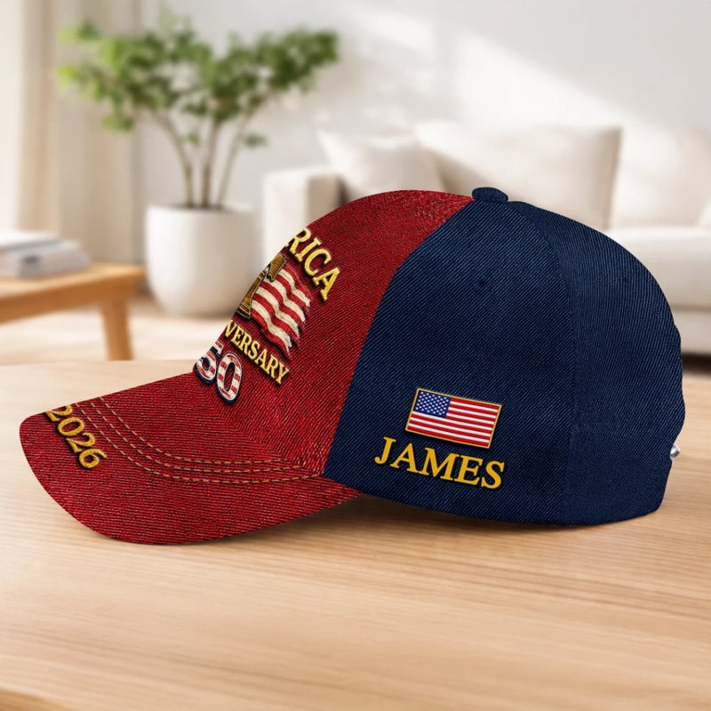 Custom Hat, All Over Print Classic Cap - Personalized America 250th Anniversary Gifts For Women, Men - Pure American Spirit